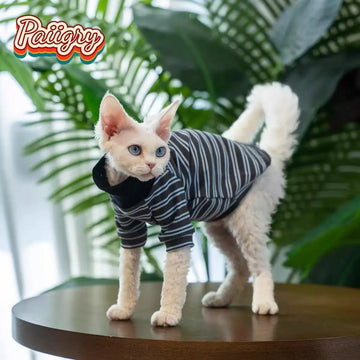 Cat High-Neck T-Shirt – Summer Pet Clothes for Devon, Sphynx & Hairless Cats