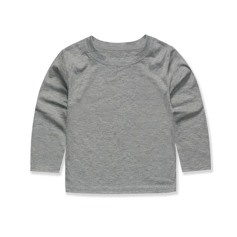 Kids Long Sleeve Cotton T-Shirt - Unisex Casual Tee for Boys & Girls