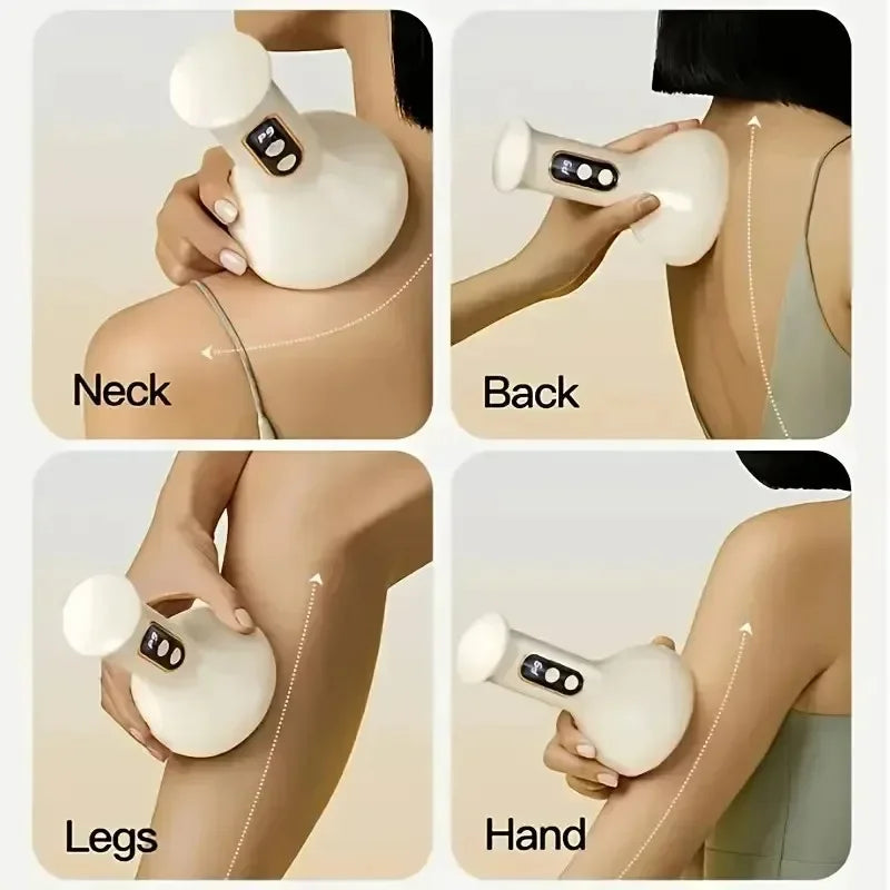 USB Rechargeable Handheld Abdominal Massager with Guasha & Hot Compress