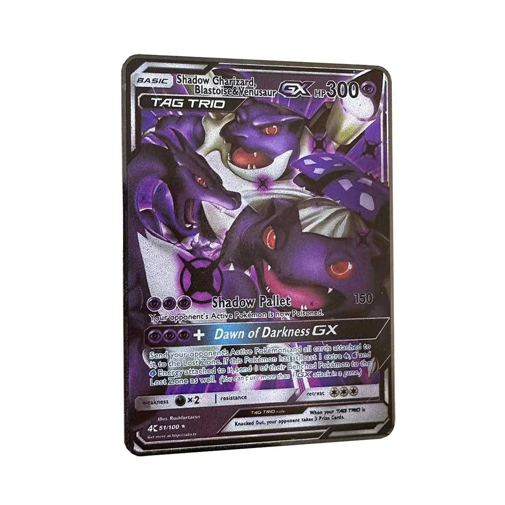 Spanish Pokemon Gold Metal Cards – Mewtwo, Pikachu GX & Charizard VMAX Set
