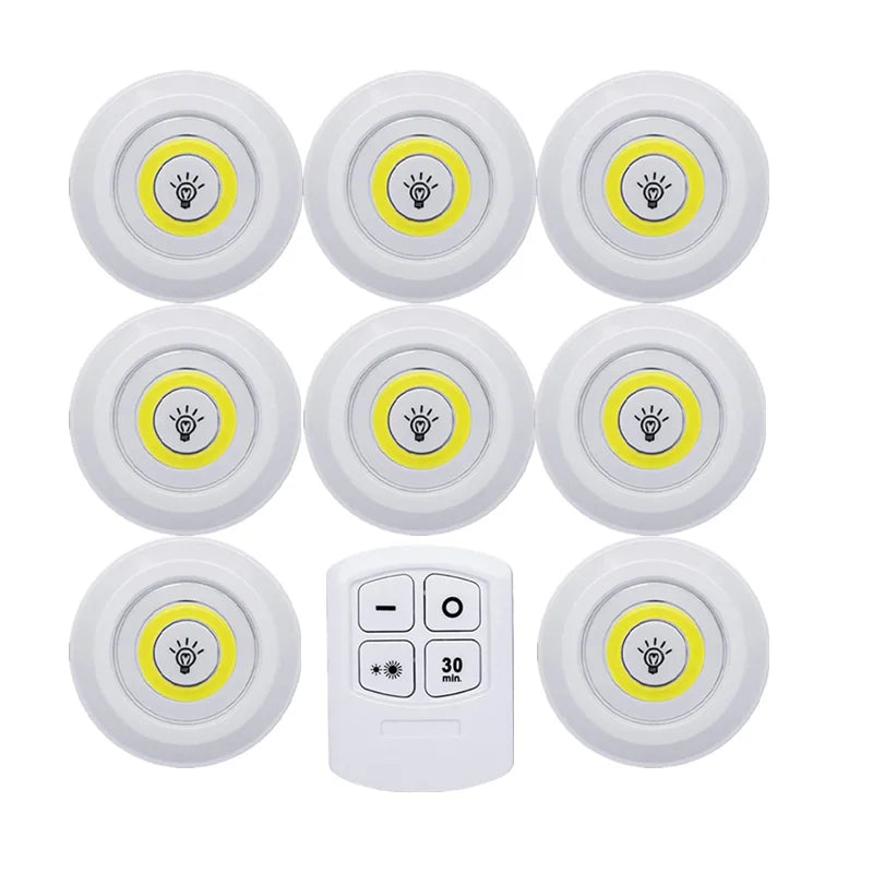 Smart Wireless LED Under Cabinet Lights - Dimmable Remote Control Kitchen & Wardrobe Lighting