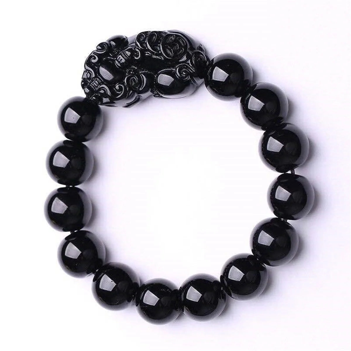 Feng Shui Pixiu Wealth Bracelet - Black Obsidian Crystal Beads for Men & Women