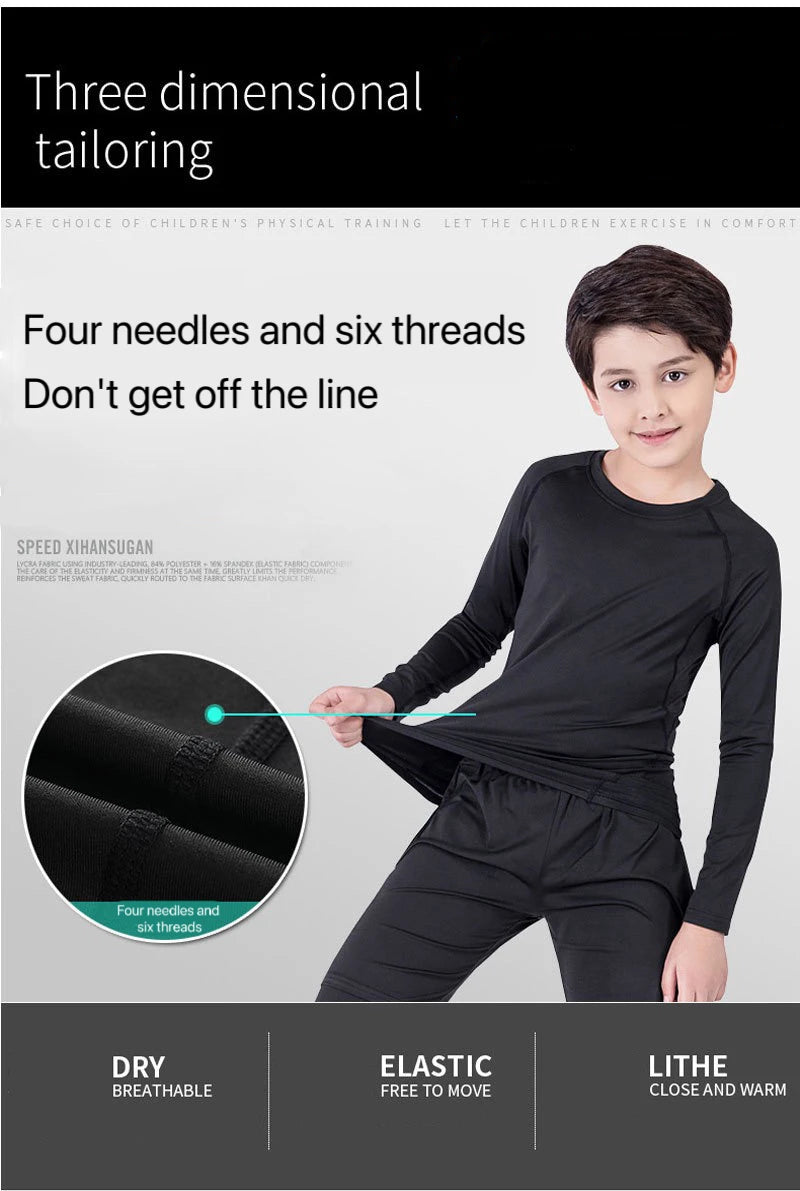 Boys Sports Compression Set - 2-Piece Athletic Base Layer for Basketball, Soccer & Training (Ages 7-13)