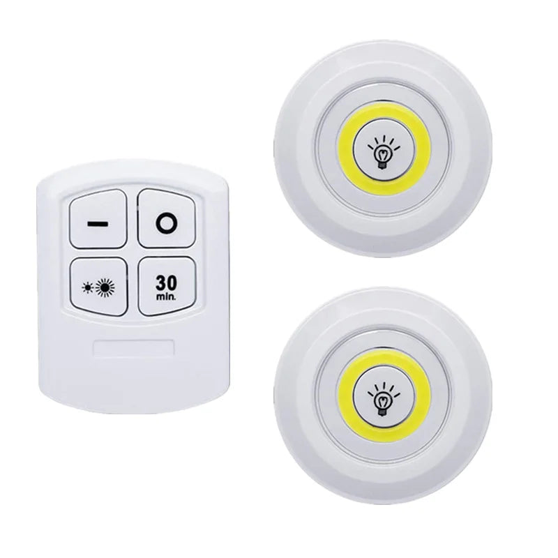 Smart Wireless LED Under Cabinet Lights - Dimmable Remote Control Kitchen & Wardrobe Lighting
