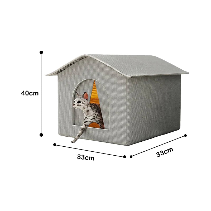 Outdoor Cat House – Waterproof Elevated Shelter with Washable Pad (Winter Warm)