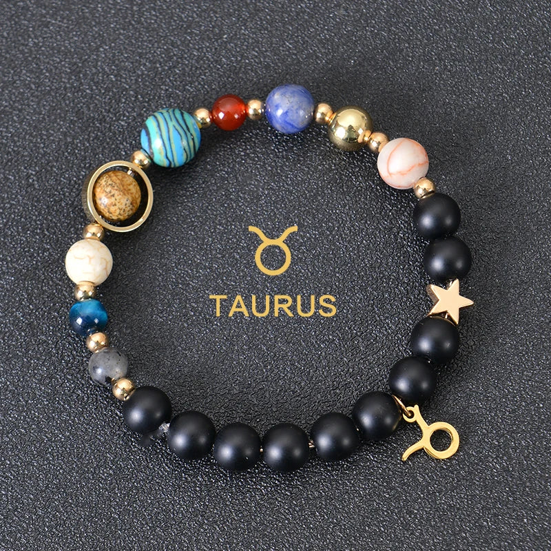 Zodiac Crystal Stone Bracelet for Women - 12 Constellation Charm Birthday Gift