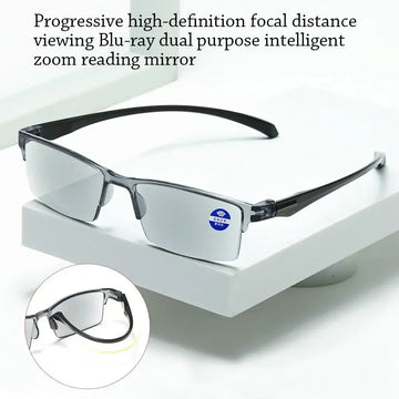 Smart Auto-Focus Reading Glasses - Anti-Blue Ray Computer Eyeglasses with Automatic Zoom