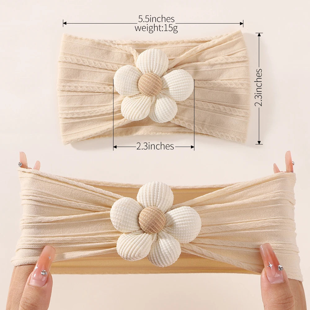 Baby Nylon Headscarf – Handmade Flower Elastic Headband for Newborns Ages 0–1