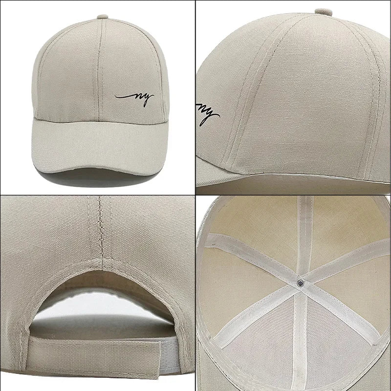 NY Embroidered Baseball Cap - Solid Color Snapback Hat with Sun Protection for Summer
