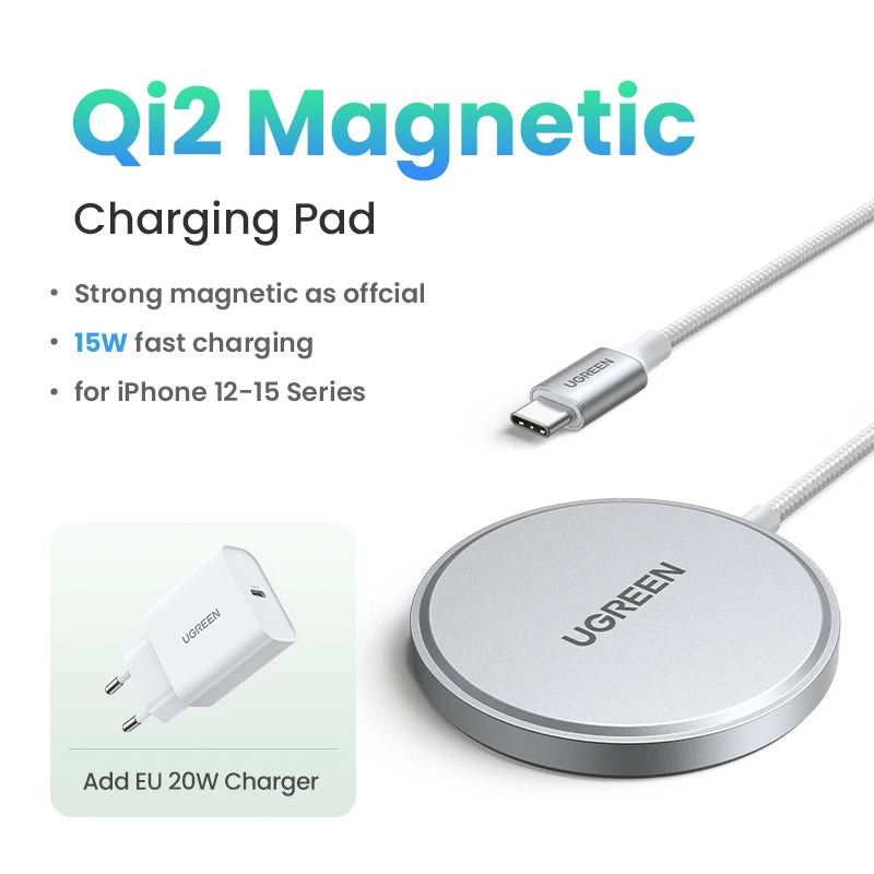 UGREEN 15W Magnetic Wireless Charger for iPhone 16–17 Pro Max