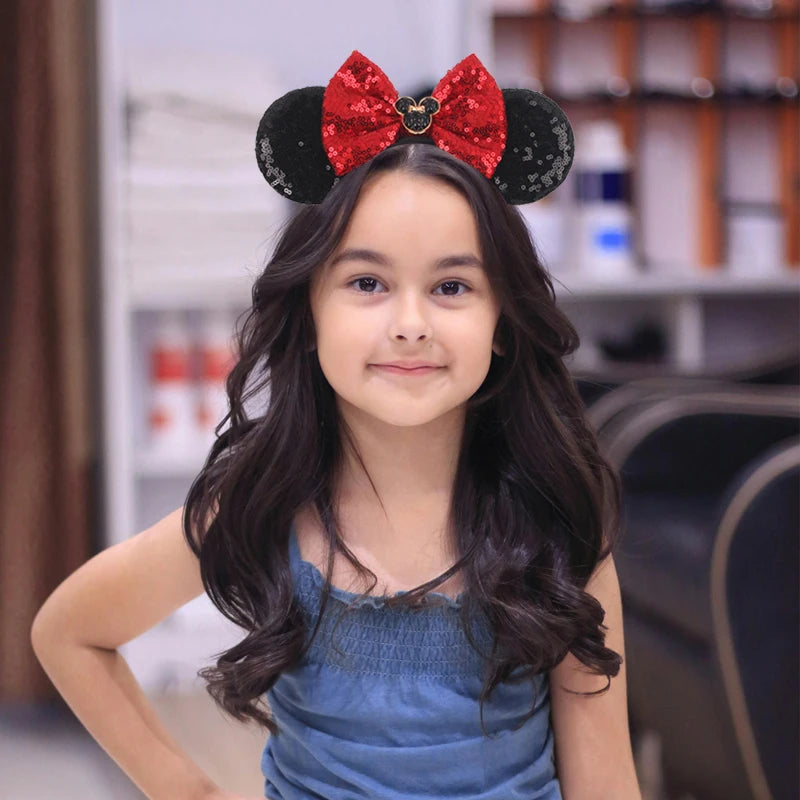 Disney Colorful Sequins Bow Headband – Rainbow Hair Accessory for Girls & Disney Fans