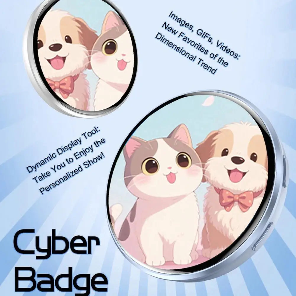 Smart Cyber Badge - 1.7" HD Touch Screen E-Badge for Anime & Custom Displays