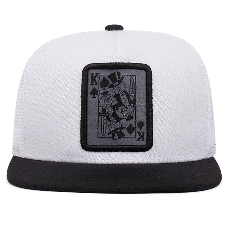 Playing Card Baseball Cap - Adjustable Snapback Trucker Hat for Fishing & Casual Wear