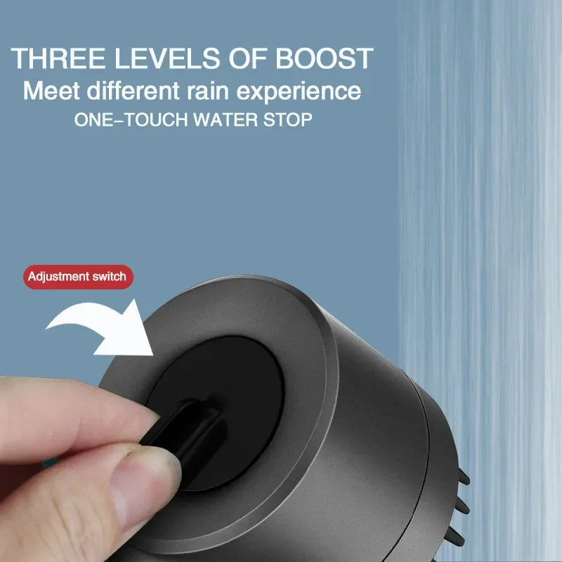 High Pressure Filter Shower Head - 3-Mode Adjustable Spray with Massage Brush & Rain Faucet