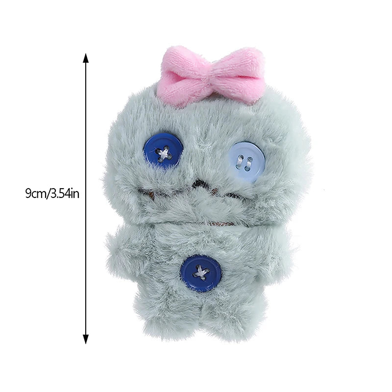Cartoon Plush Bow Doll Toy Keychain Bag Pendant With Buttons DIY Gifts Keychain Pendant Cute Sweet Plush Dolls Hanging Ornaments