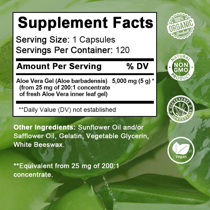 Organic Aloe Vera Weight Loss Capsules - Fast Fat Burning & Detox for Beauty & Health