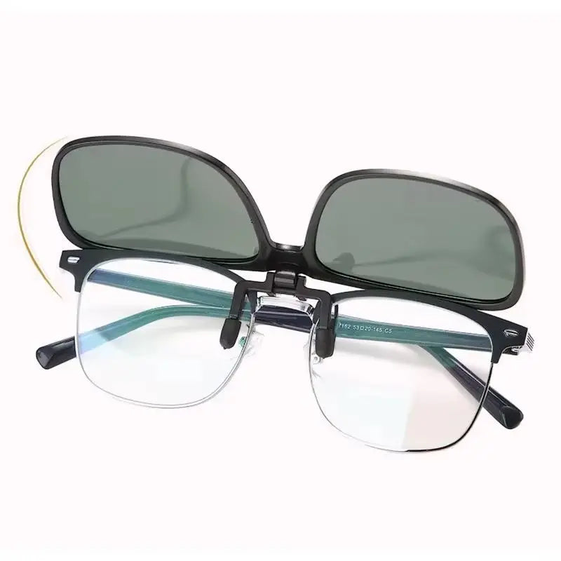 ⬛ 45% OFF! Square Polarized Clip-On Sunglasses - Flip-Up UV400 for Night Driving