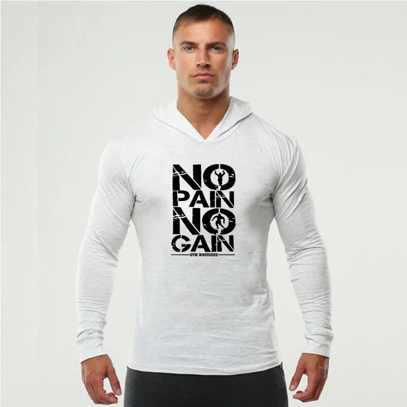 Men's Hooded Fitness Shirt - Long Sleeve Slim Fit Workout Top for Gym & Running