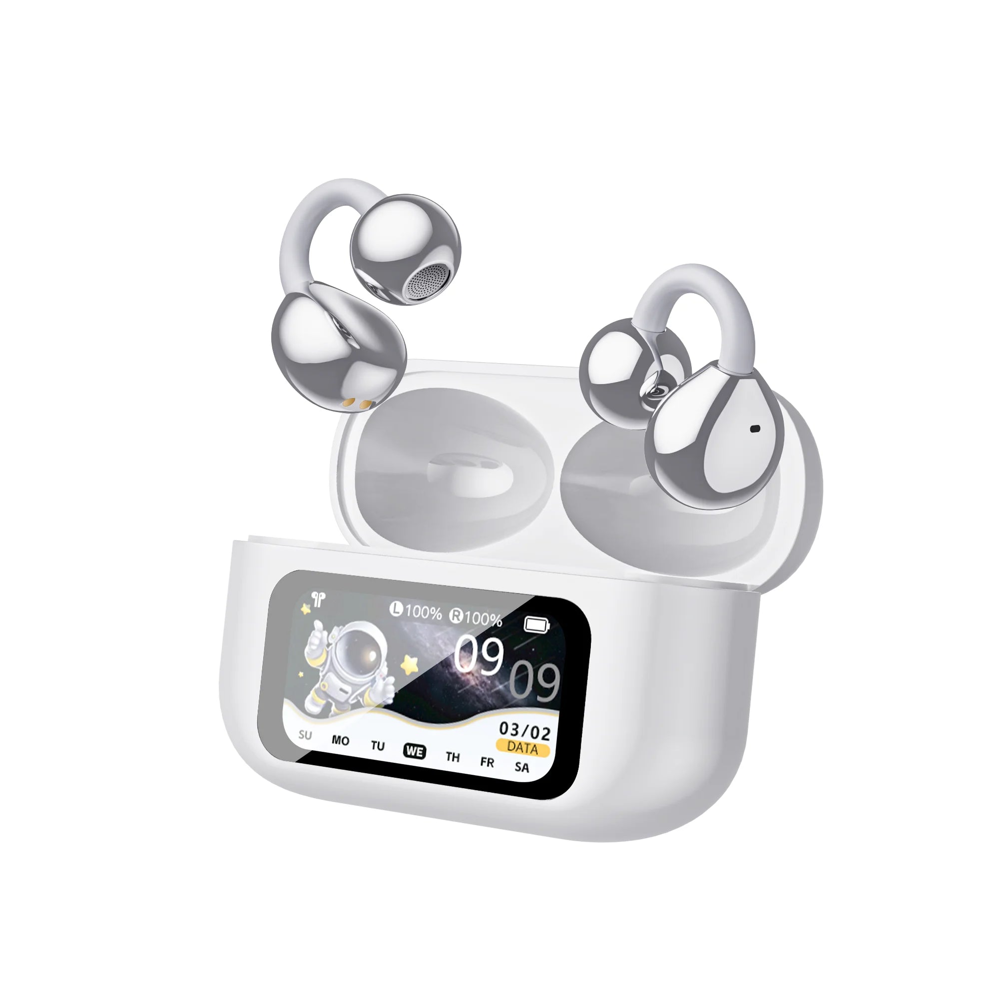 AI Translation Earbuds – True Wireless with ANC, LED Display & Wireless Charging Case