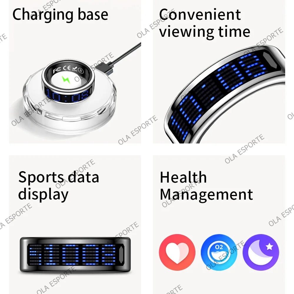 Smart Ring 2026 New Men Women IP68 WaterProof LED Display Screen Multi-Sport Mode Heart Rate Sleep Oxygen Monitoring Smartring