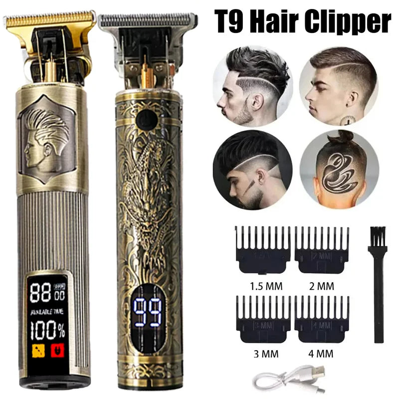T9 Electric Hair Trimmer - USB Rechargeable Professional Clipper for 0mm Bald Fades