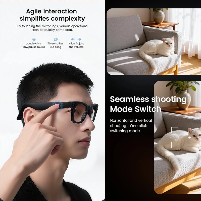 2026 Smart Glasses - AI Translation, HD Camera, Photochromic Lenses, Bluetooth Calls & Music