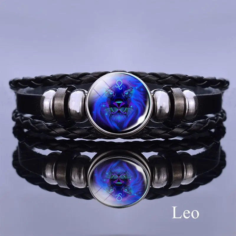Zodiac Constellation Charm Bracelet - Multilayer Leather Bracelet for Men & Women