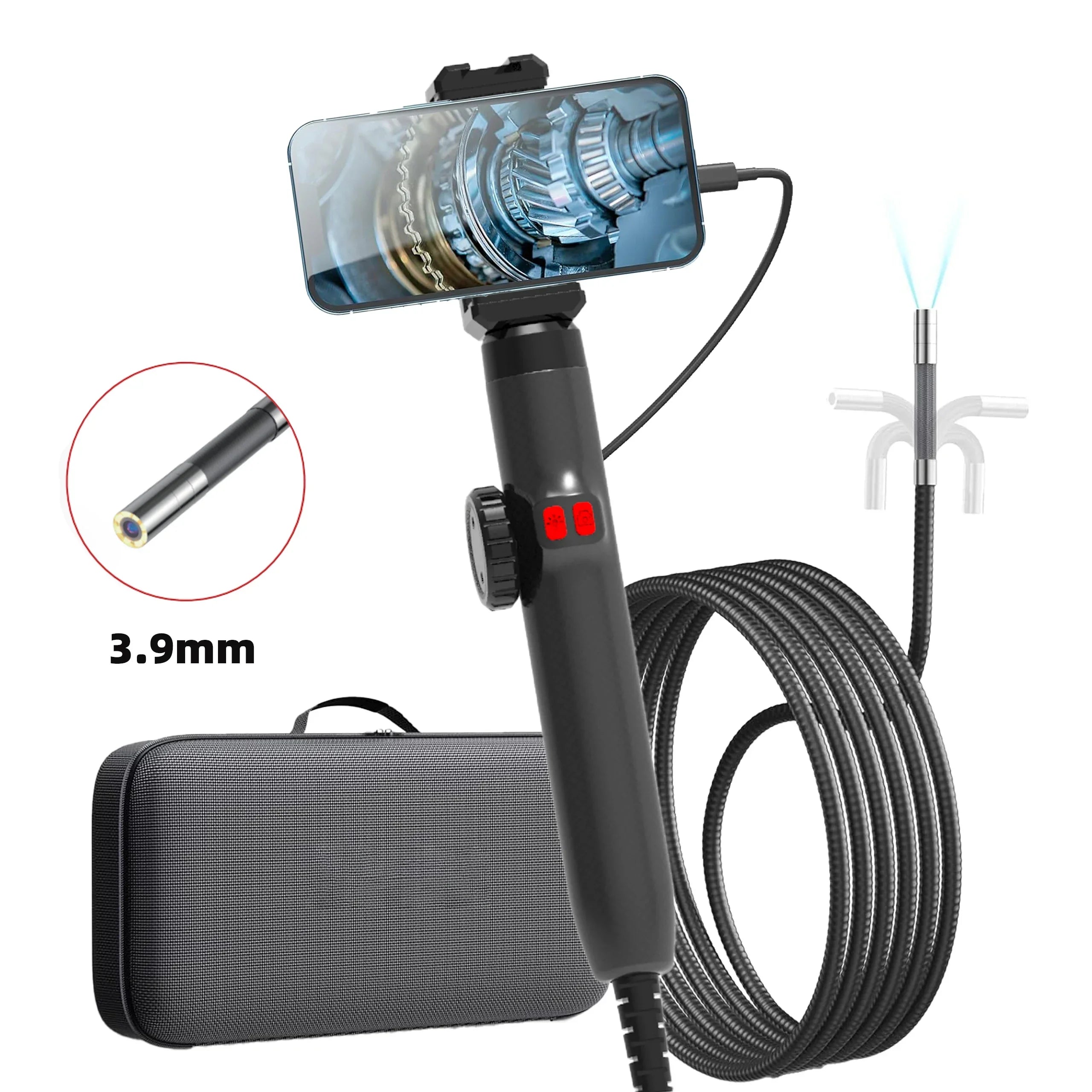 Articulating Endoscope Camera with Light – Phone Compatible