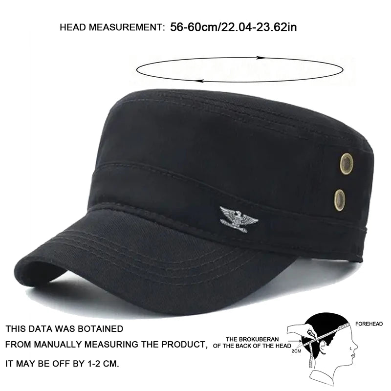 Men's Tactical Flat Top Baseball Cap - Cotton Army Military Hat for Spring & Autumn