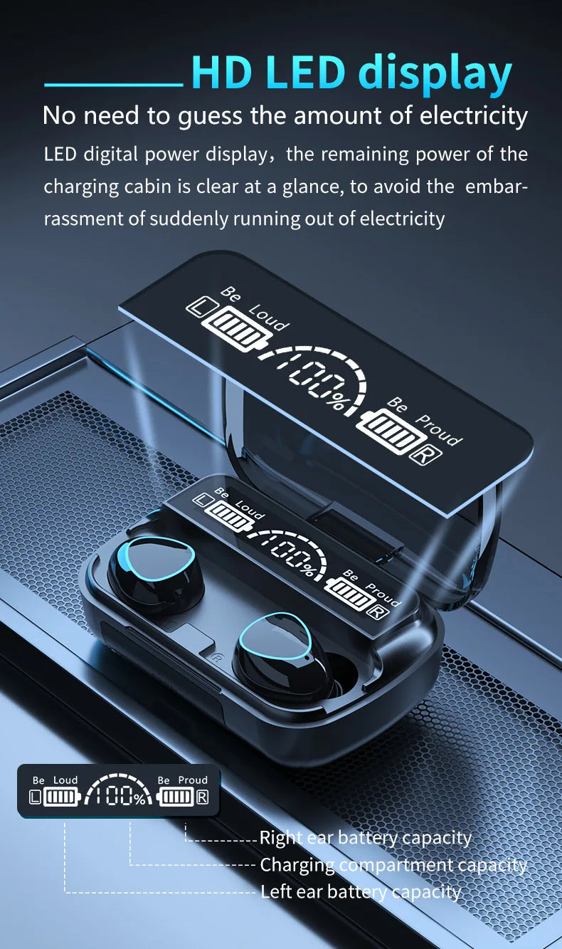 M10 Wireless Earbuds with Power Bank - Sports & Gaming Headphones
