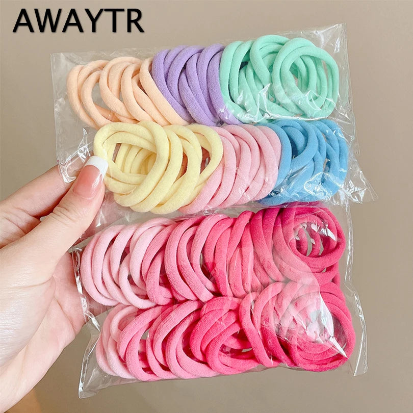 Colorful Elastic Hair Rope – Ponytail Scrunchie Set for Girls | Outdoor & Casual Wear