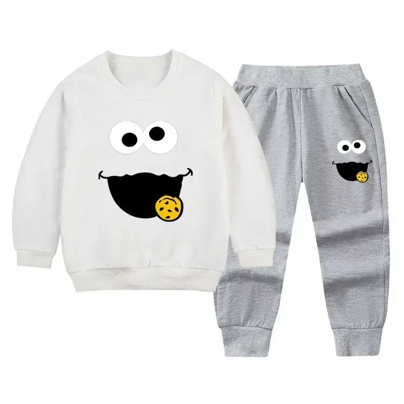 Kids Cartoon Tracksuit Set - 2-Piece Top & Pants for Boys & Girls (Ages 7-13)