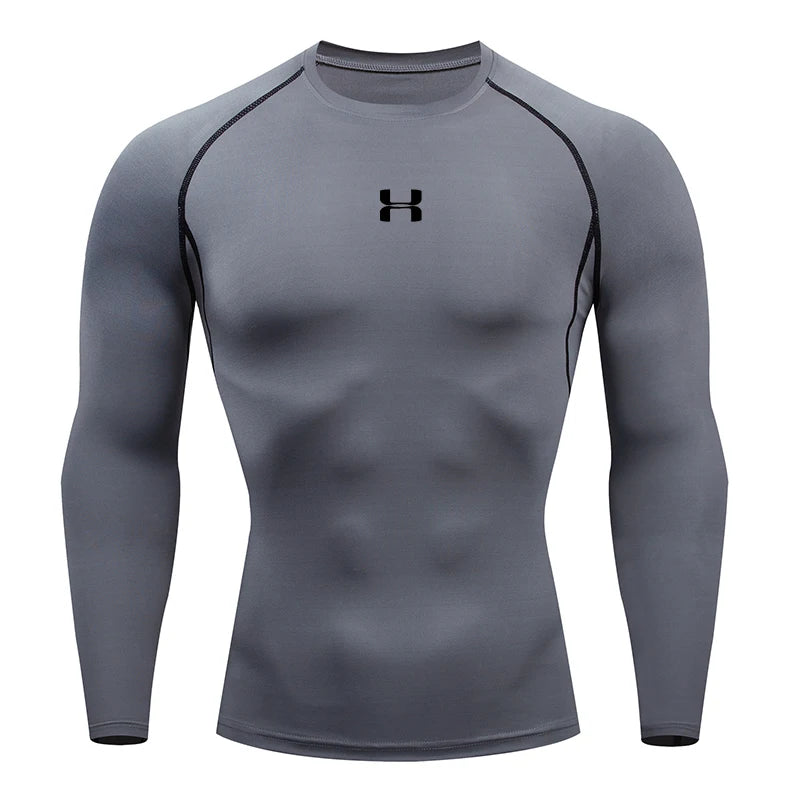 Men's Compression Long Sleeve Athletic Shirt - Running & Gym Performance Top