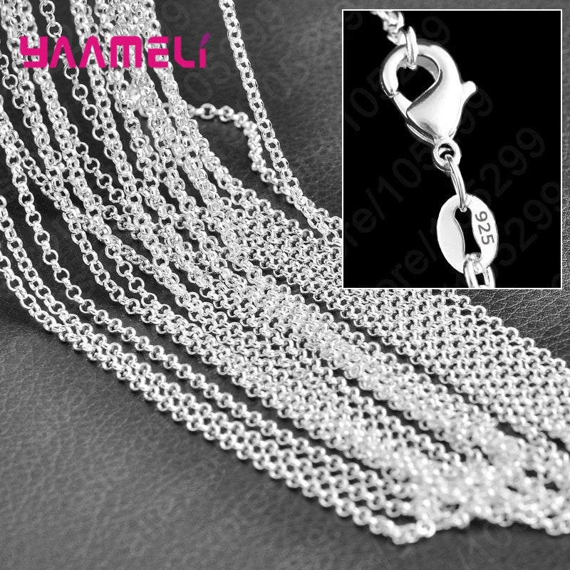 Sterling Silver Link Chain Necklace – Smooth Lobster Clasp Jewelry