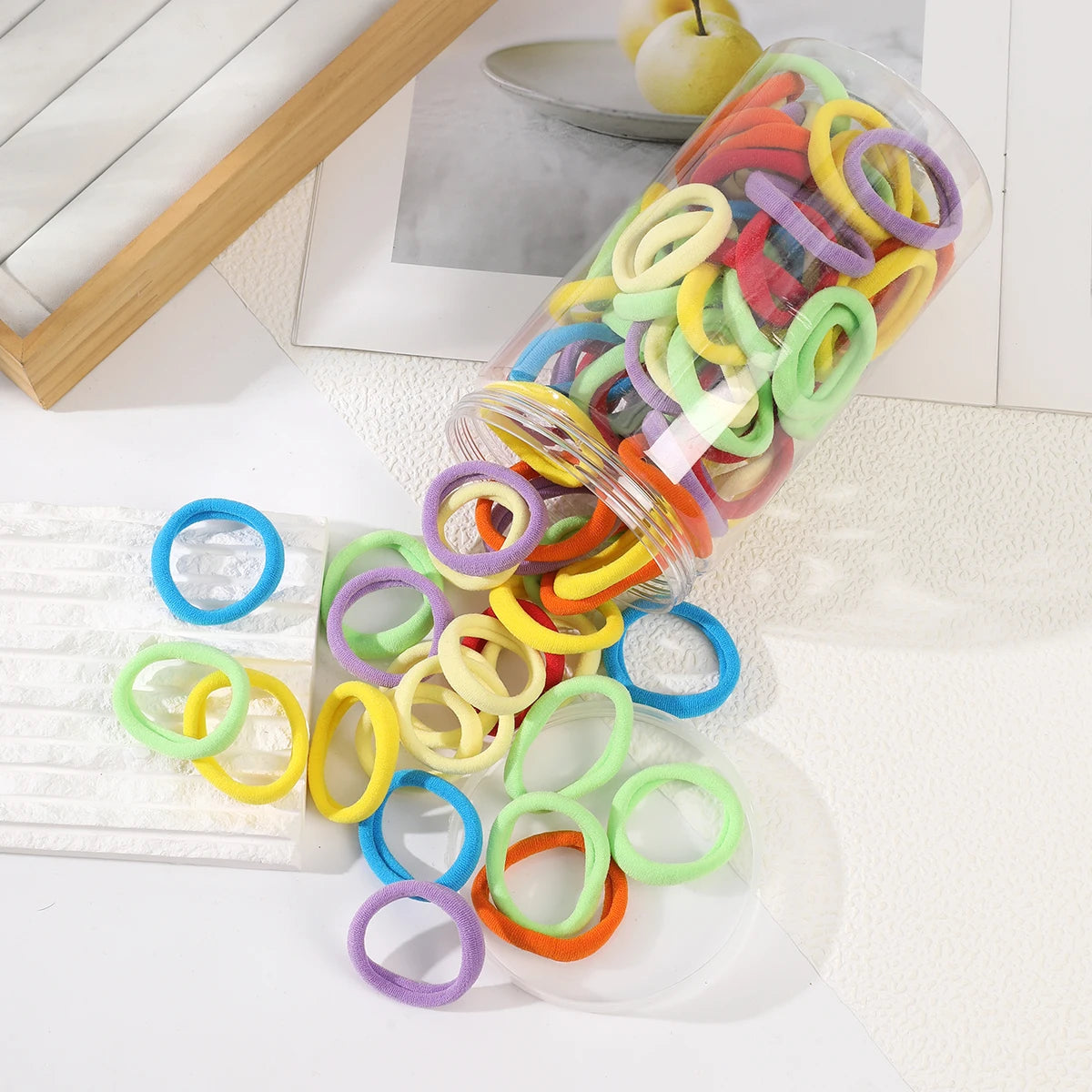 Colorful Elastic Hair Rope – Ponytail Scrunchie Set for Girls | Outdoor & Casual Wear