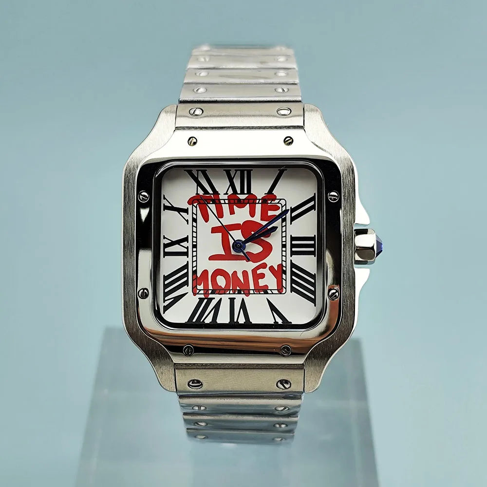 NH35 Square Watch - Stainless Steel Automatic Mechanical Watch with Folding Buckle