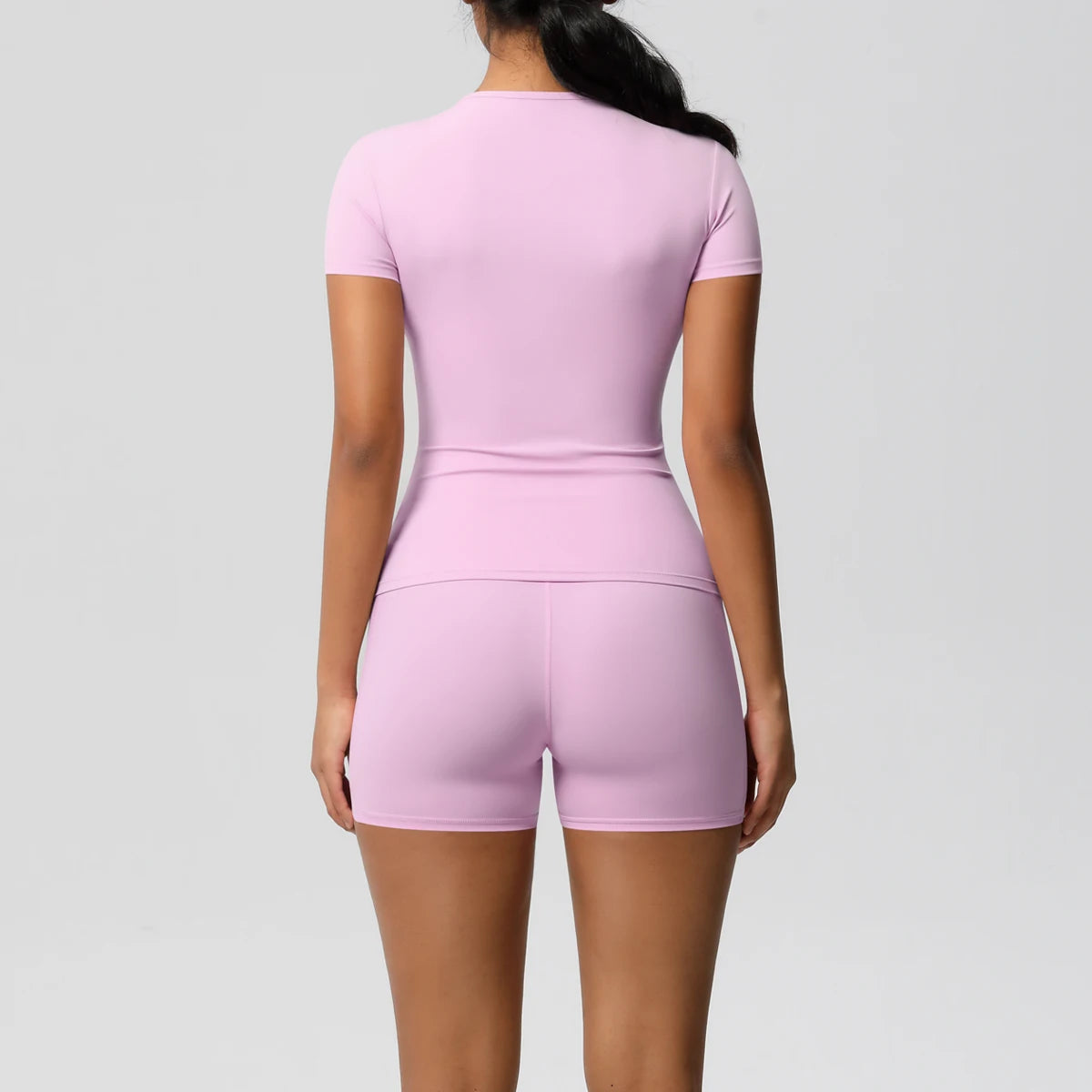 Women's 2-Piece Workout Set - Push-Up Shirt & High Waist Shorts for Yoga & Fitness