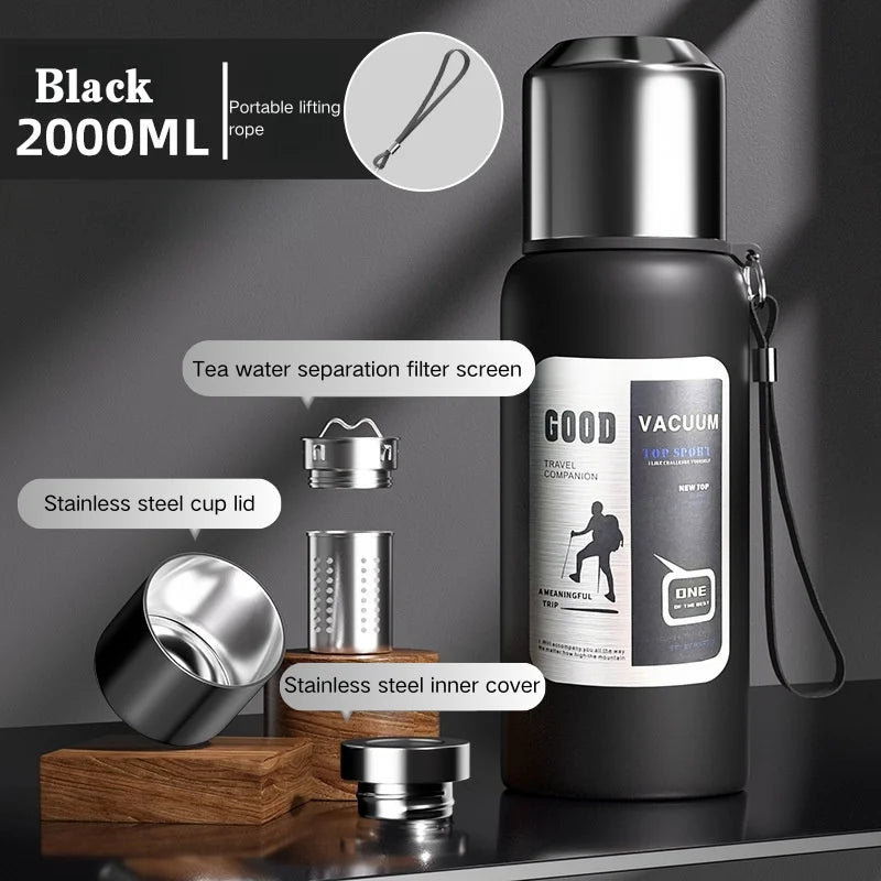Large Insulated Thermos Tumbler - 600ml-2000ml Stainless Steel Water Bottle