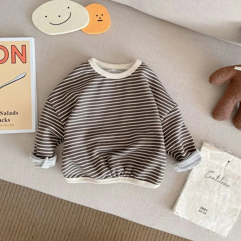 Kids Striped Long Sleeve T-Shirt - Unisex Cotton Top for Boys & Girls (Ages 2-6)
