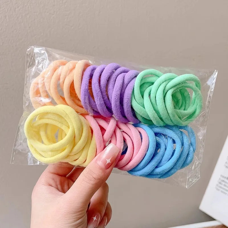 Colorful Elastic Hair Rope – Ponytail Scrunchie Set for Girls | Outdoor & Casual Wear