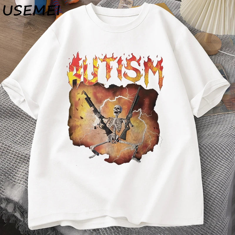 Autistic Funny Skeleton T-Shirt – Unisex Graphic Harajuku Streetwear