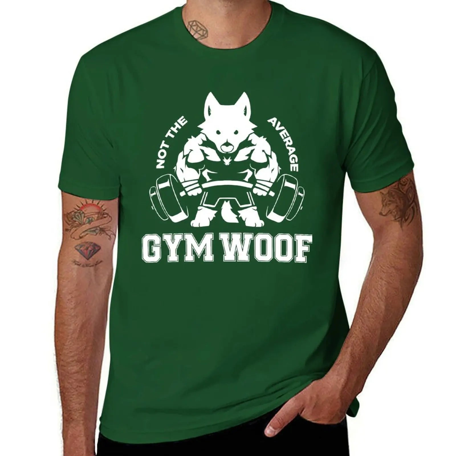 Men's "Gym Woof" Graphic Workout T-Shirt - Cotton Casual Tee