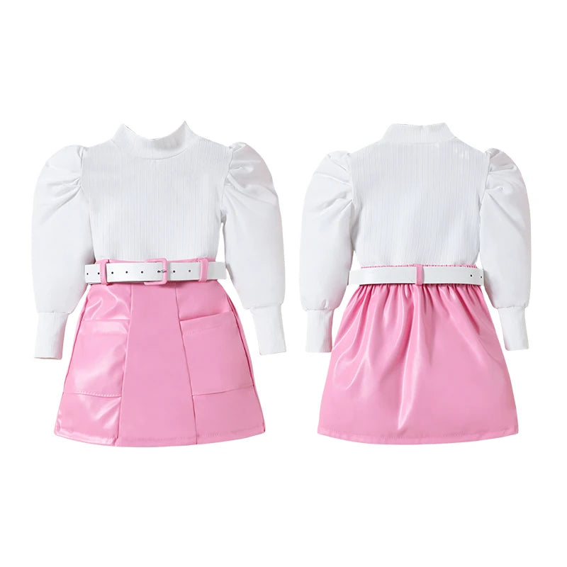 Girls Long Sleeve Top & Skirt Set - 2-Piece Fall Outfit (Ages 4-6)