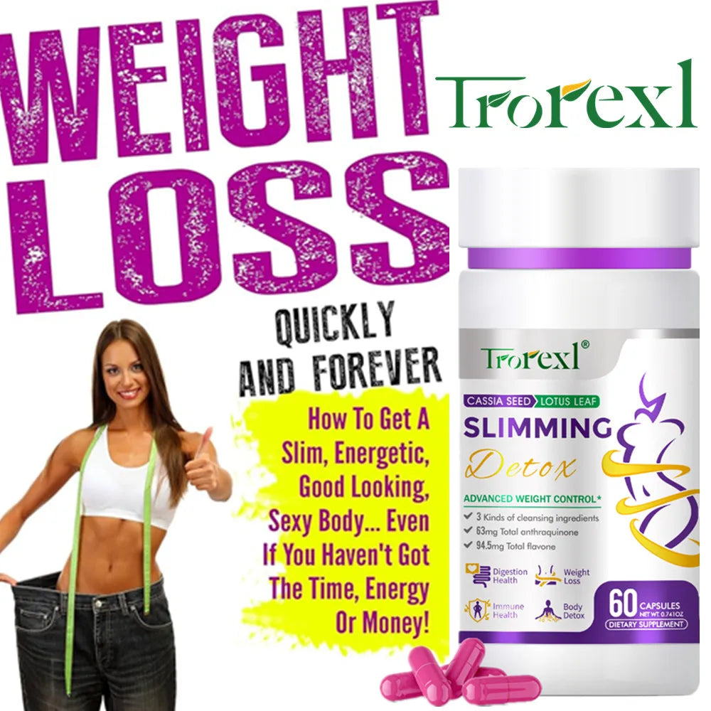 Cassia Seed & Lotus Leaf Weight Loss Pills - Natural Fat Burner & Detox for Women