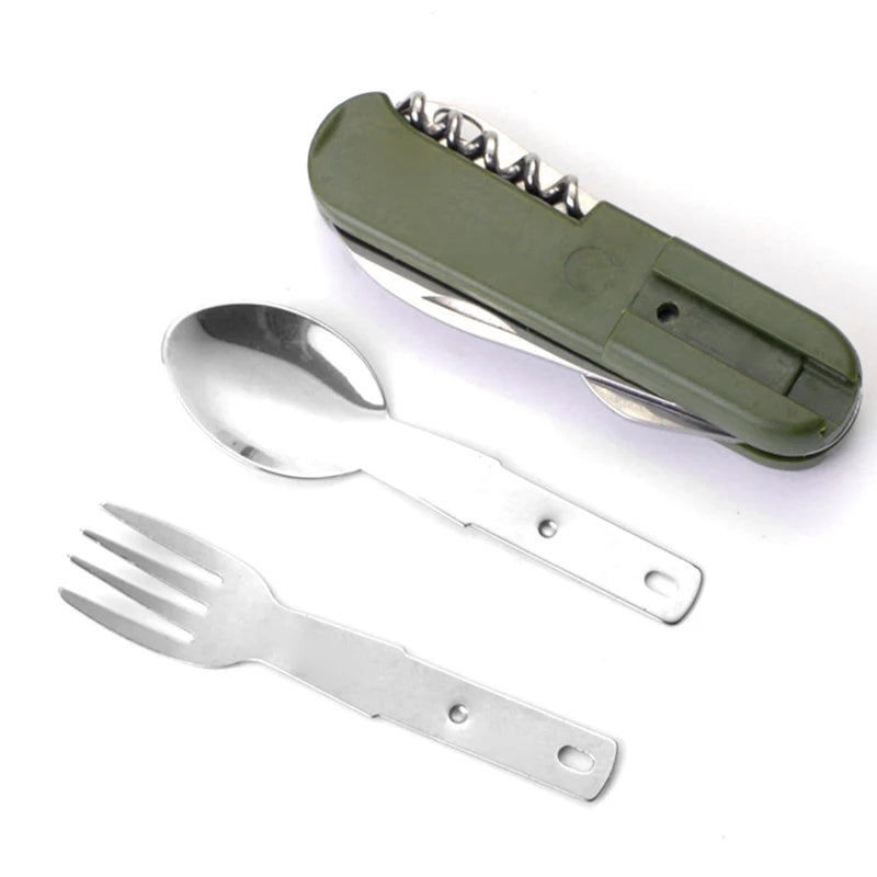 Multifunctional folding tableware Fork Spoon Knife Picnic Camping gadgets survival outdoor multitool camp cutlery combinatio