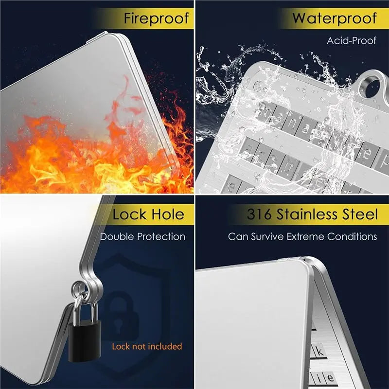 ABZS Stainless Steel Seed Phrase Storage with Lock - BIP39 Compatible (24 Words)