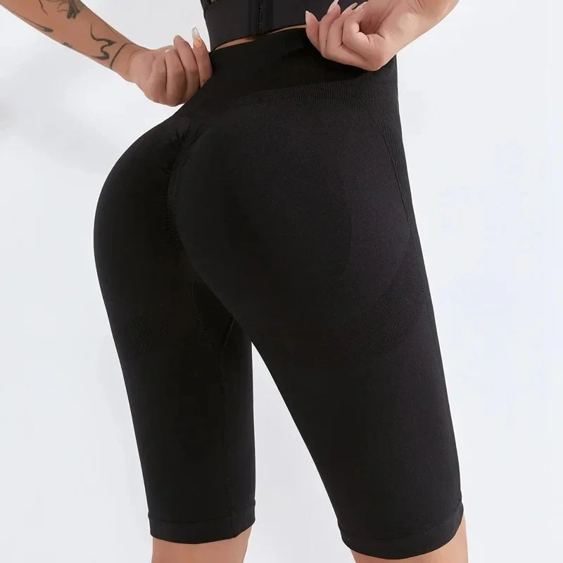 Women's High-Waist Seamless Yoga Shorts - Workout & Running