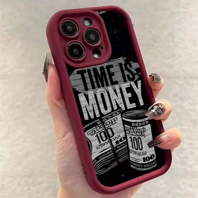 "Time is Money" iPhone Case – Soft TPU Cover for iPhone 17, 16, 15, 14, 13, 12, 11 & More
