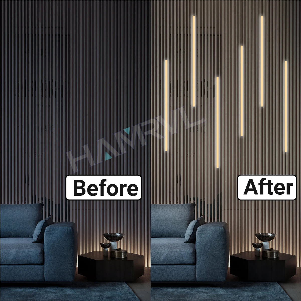 LED Recessed Lighting Strip – Touch Sensor Self-Adhesive for Wood Slat Wall