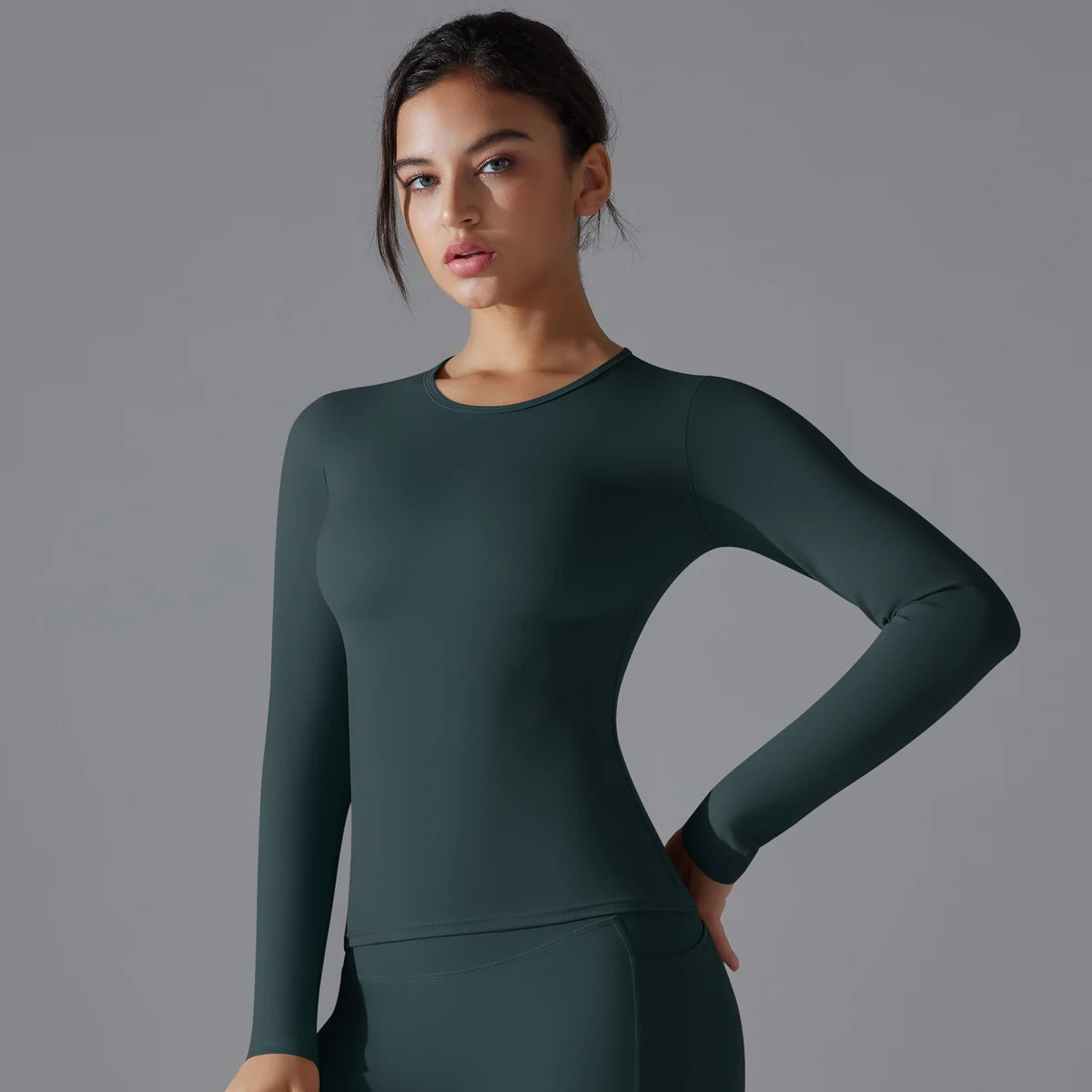Women's Long Sleeve Yoga Shirt - Dry-Fit Workout Top for Gym, Running & Fitness